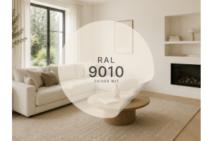 RAL 9010 Zuiver Wit kleurstaal – populaire warme wittint voor muren, plafonds en interieurafwerking.