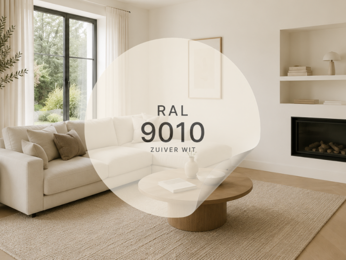 RAL 9010 Zuiver Wit kleurstaal – populaire warme wittint voor muren, plafonds en interieurafwerking.
