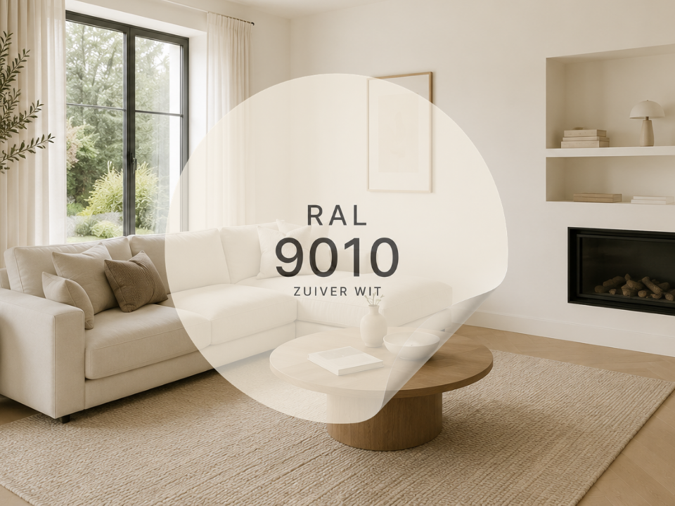 RAL 9010 Zuiver Wit kleurstaal – populaire warme wittint voor muren, plafonds en interieurafwerking.